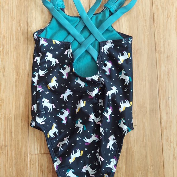 🎁5/$25-Unicorn 1-piece bathing suit, size 2T - Picture 7 of 8